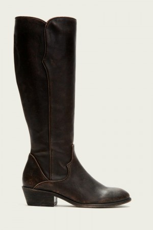 Black Frye Carson Piping Tall Women Knee-high Boots | CFMI08761