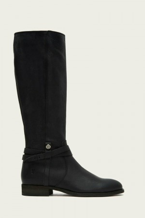 Black Frye Melissa Belted Tall Women Knee-high Boots | VZGK65970