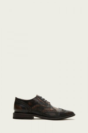 Black Frye Paul Wingtip Men Dress Shoes | ZWKM86423