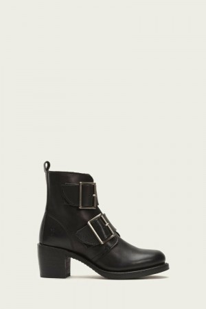 Black Frye Sabrina Double Buckle Women Mid Calf Boots | QYMU91254