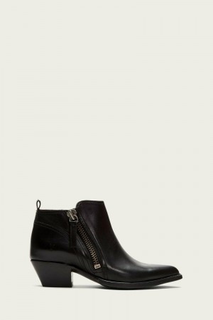 Black Frye Sacha Moto Short Women Mid Calf Boots | GXEL43061