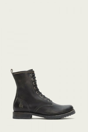 Black Frye Veronica Combat Women Booties | GYSQ10234