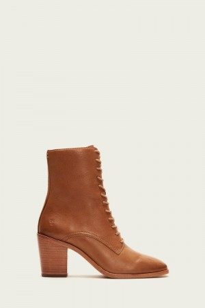 Brown Frye Georgia Lace Up Women Booties | RVHA67538