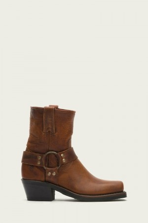 Brown Frye Harness 8R Women Booties | AHVR78316