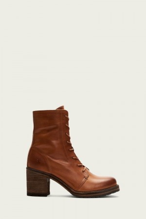 Brown Frye Karen Combat Women Ankle Boots | OWDM15049