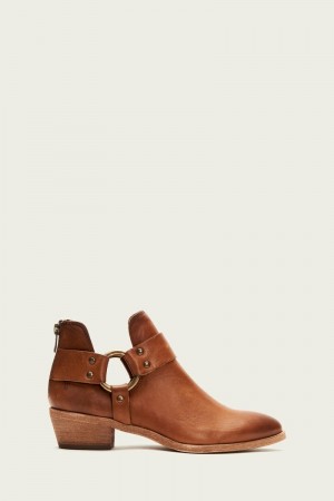 Brown Frye Ray Harness Back Zip Women Booties | DCWK52761