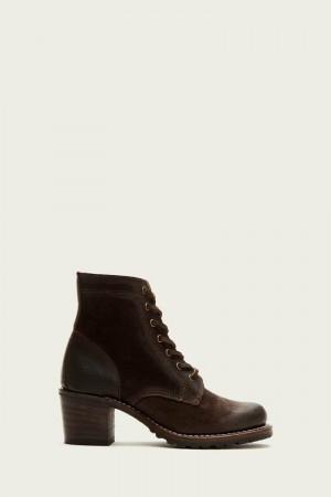 Brown Frye Sabrina 6G Lace Up Women Ankle Boots | OXCF74358