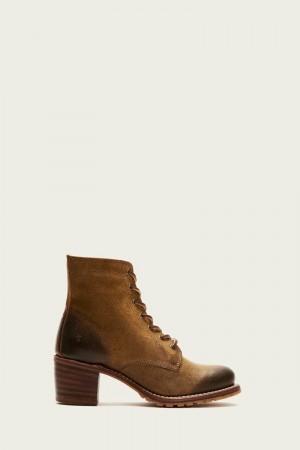 Brown Frye Sabrina 6G Lace Up Women Ankle Boots | MEYB65120