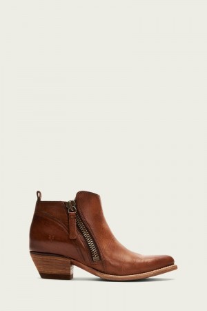 Brown Frye Sacha Moto Short Women Ankle Boots | HRGF36748