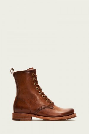 Brown Frye Veronica Combat Women Booties | OXDU35607