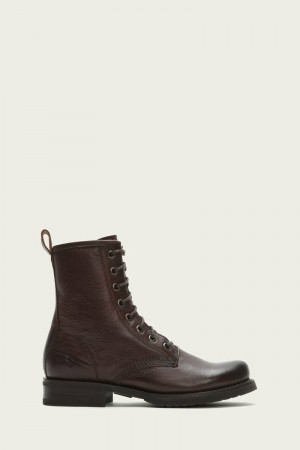 Brown Frye Veronica Combat Women Booties | NVHC92671