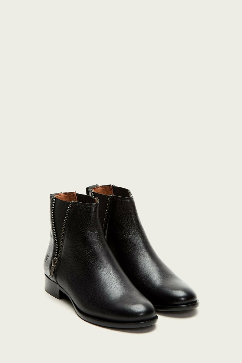 Black Frye Carly Zip Chelsea Women Ankle Boots | PLOK47320