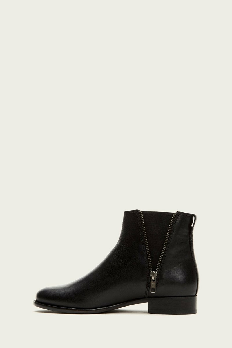 Black Frye Carly Zip Chelsea Women Ankle Boots | PLOK47320