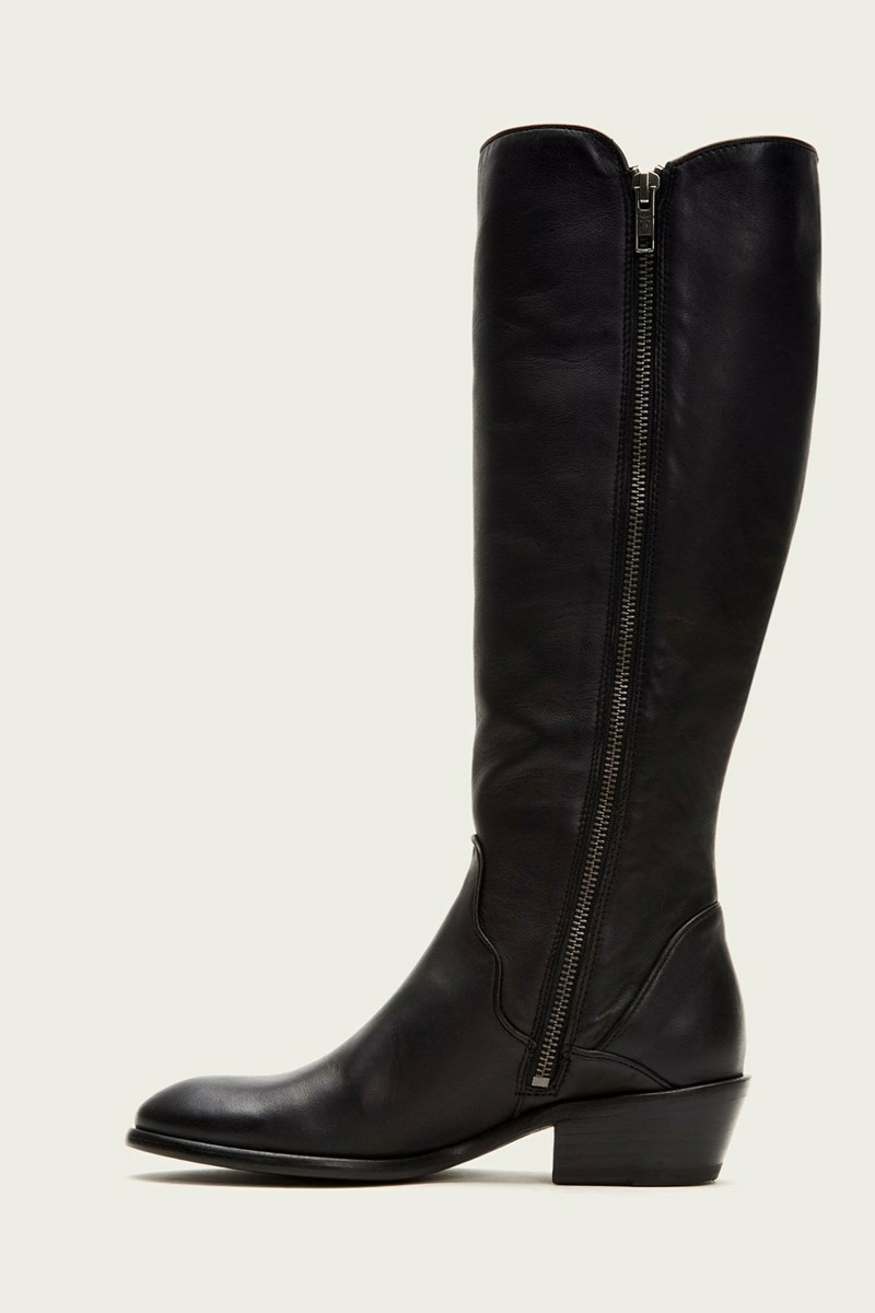 Black Frye Carson Piping Tall Women Knee-high Boots | EYQP73962