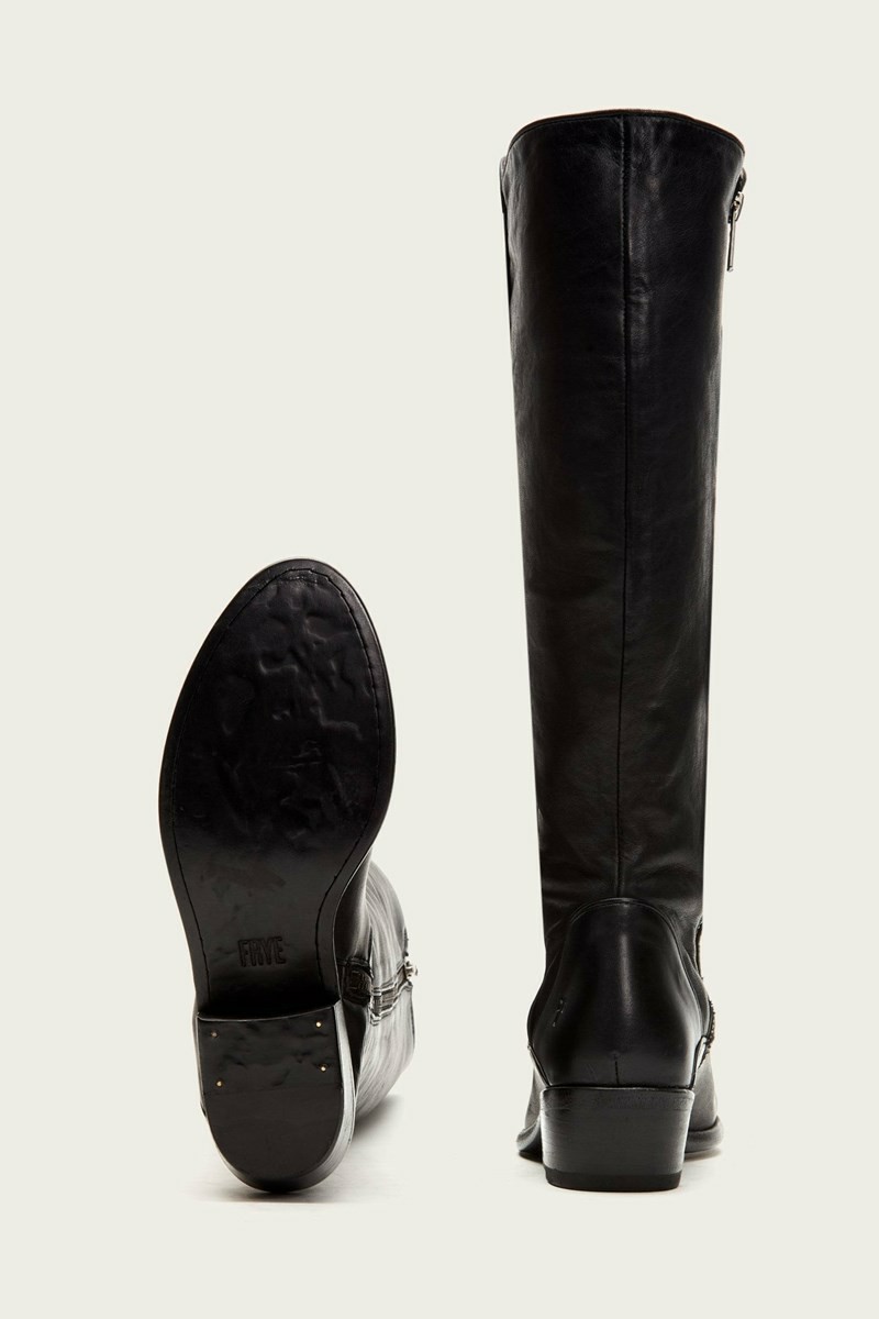 Black Frye Carson Piping Tall Women Knee-high Boots | EYQP73962