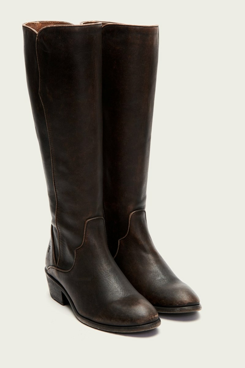 Black Frye Carson Piping Tall Women Knee-high Boots | CFMI08761