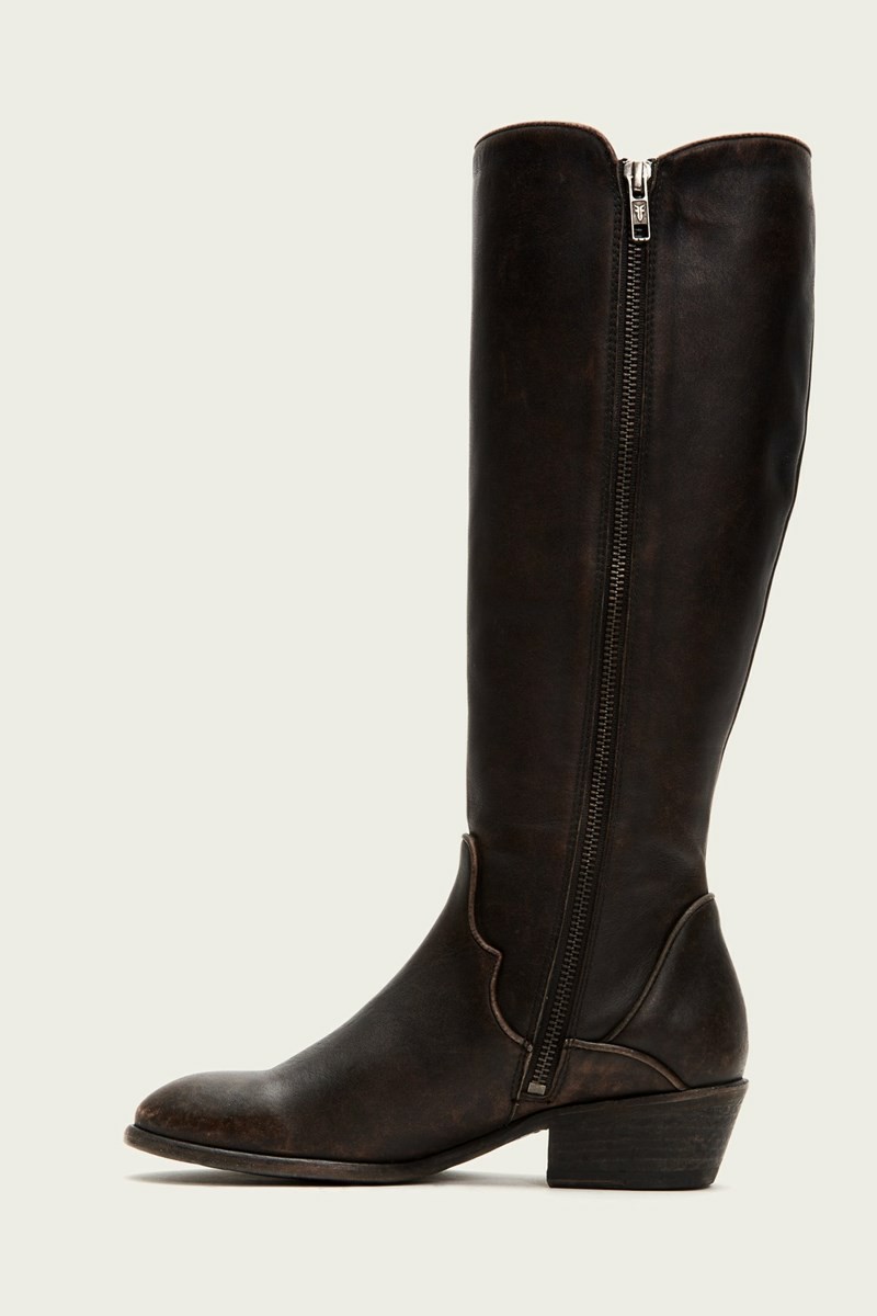 Black Frye Carson Piping Tall Women Knee-high Boots | CFMI08761