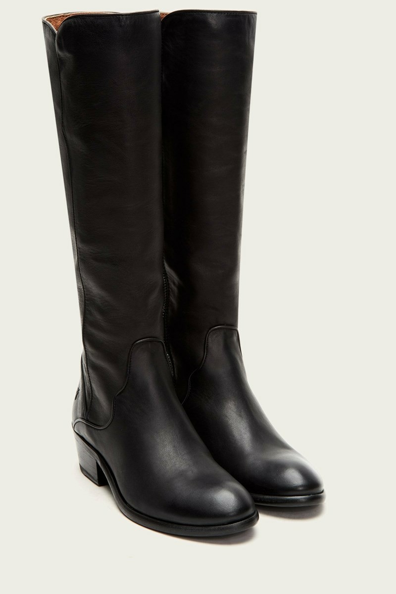 Black Frye Carson Piping Tall Women Wide Calf Boots | ISNV79405