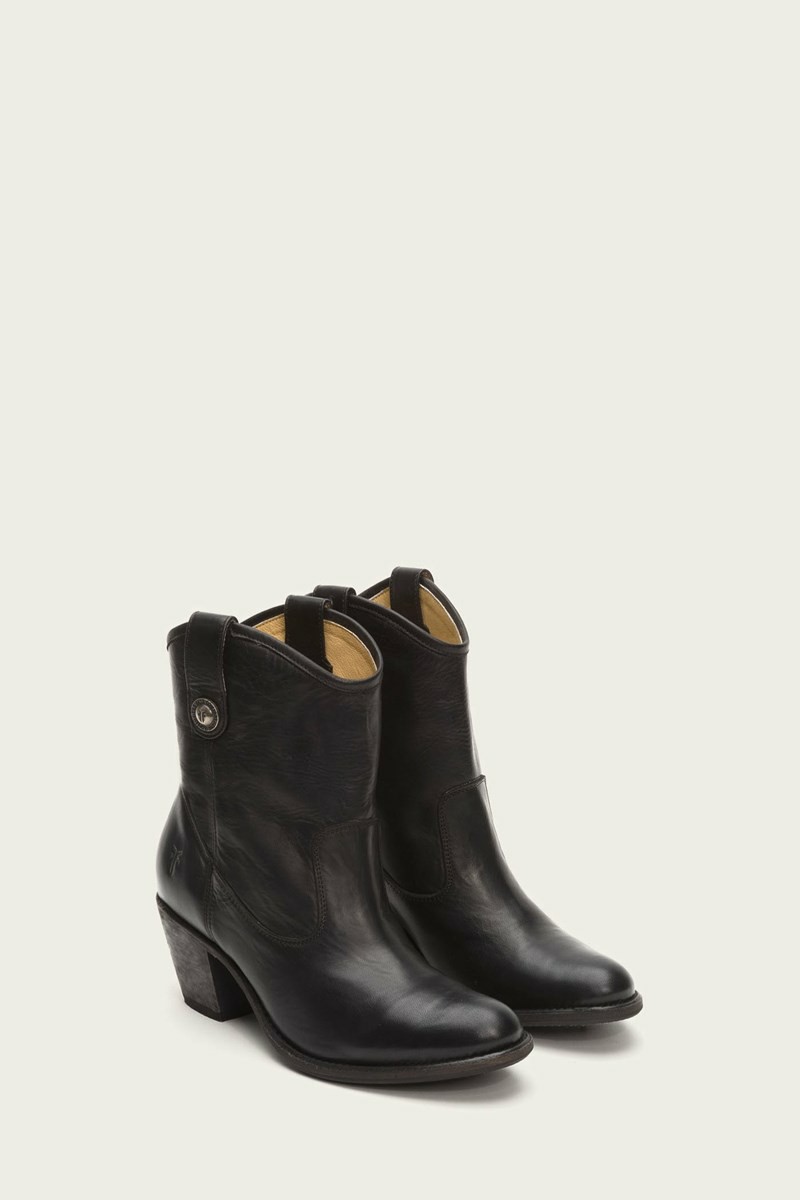 Black Frye Jackie Button Short Women Ankle Boots | TDES68721