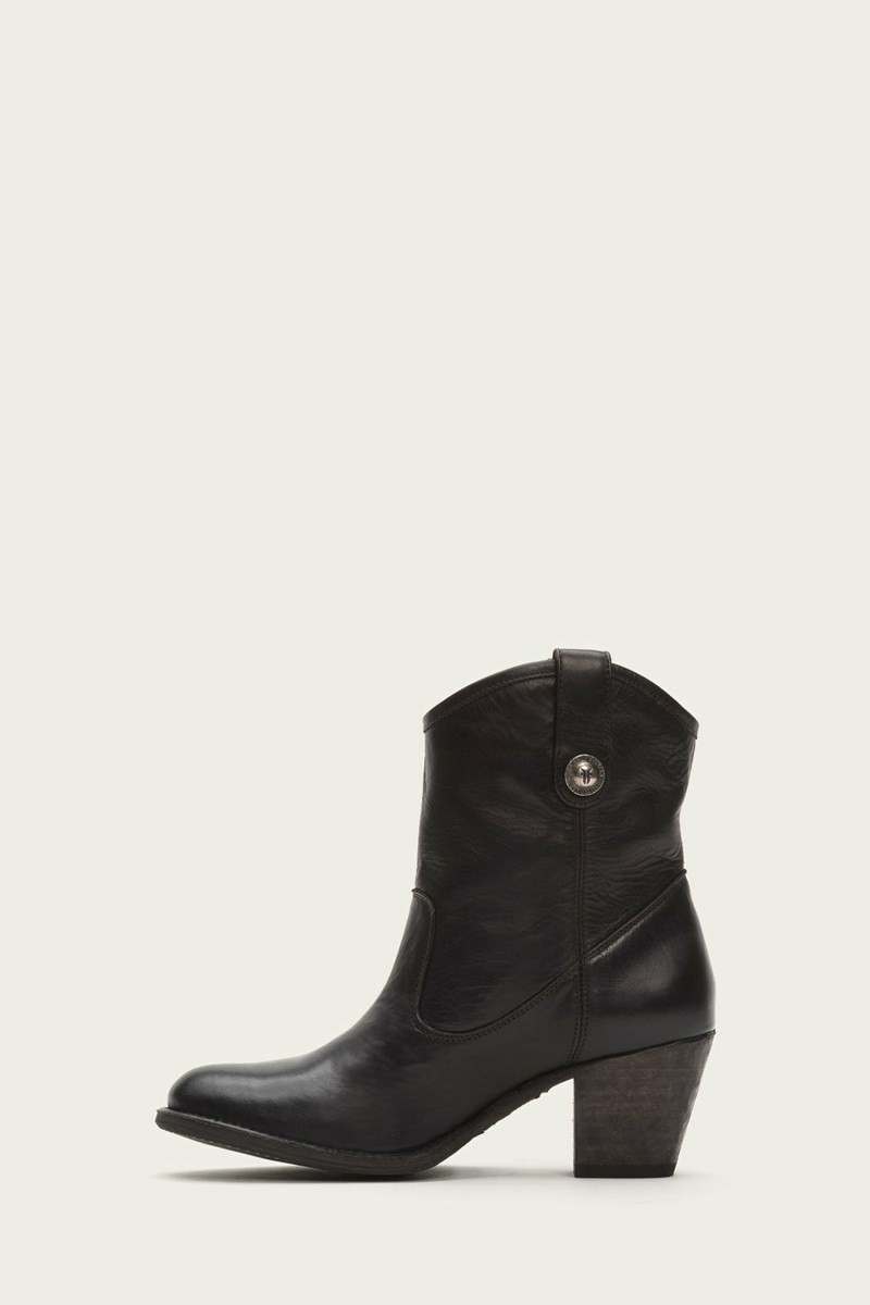 Black Frye Jackie Button Short Women Ankle Boots | TDES68721