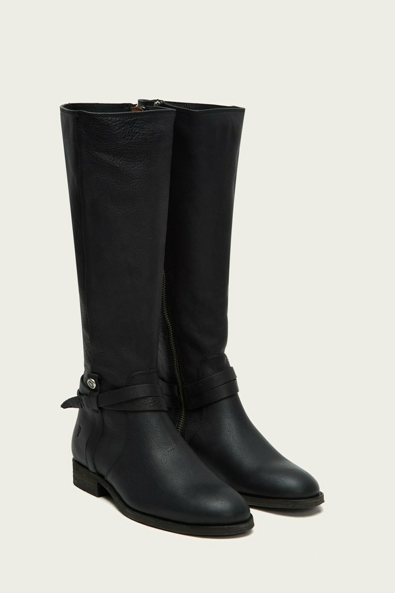 Black Frye Melissa Belted Tall Women Knee-high Boots | ZWBN46985