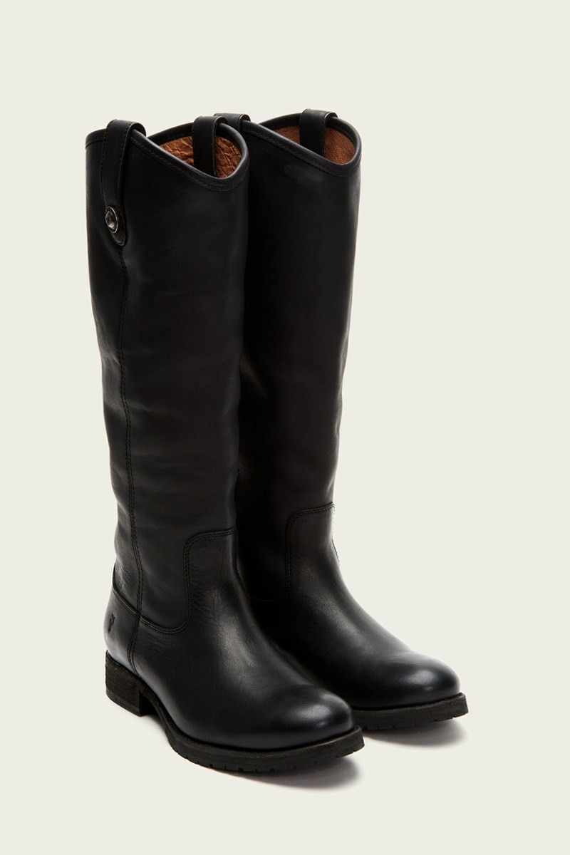 Black Frye Melissa Button Lug Tall Women Knee-high Boots | HMFJ56294