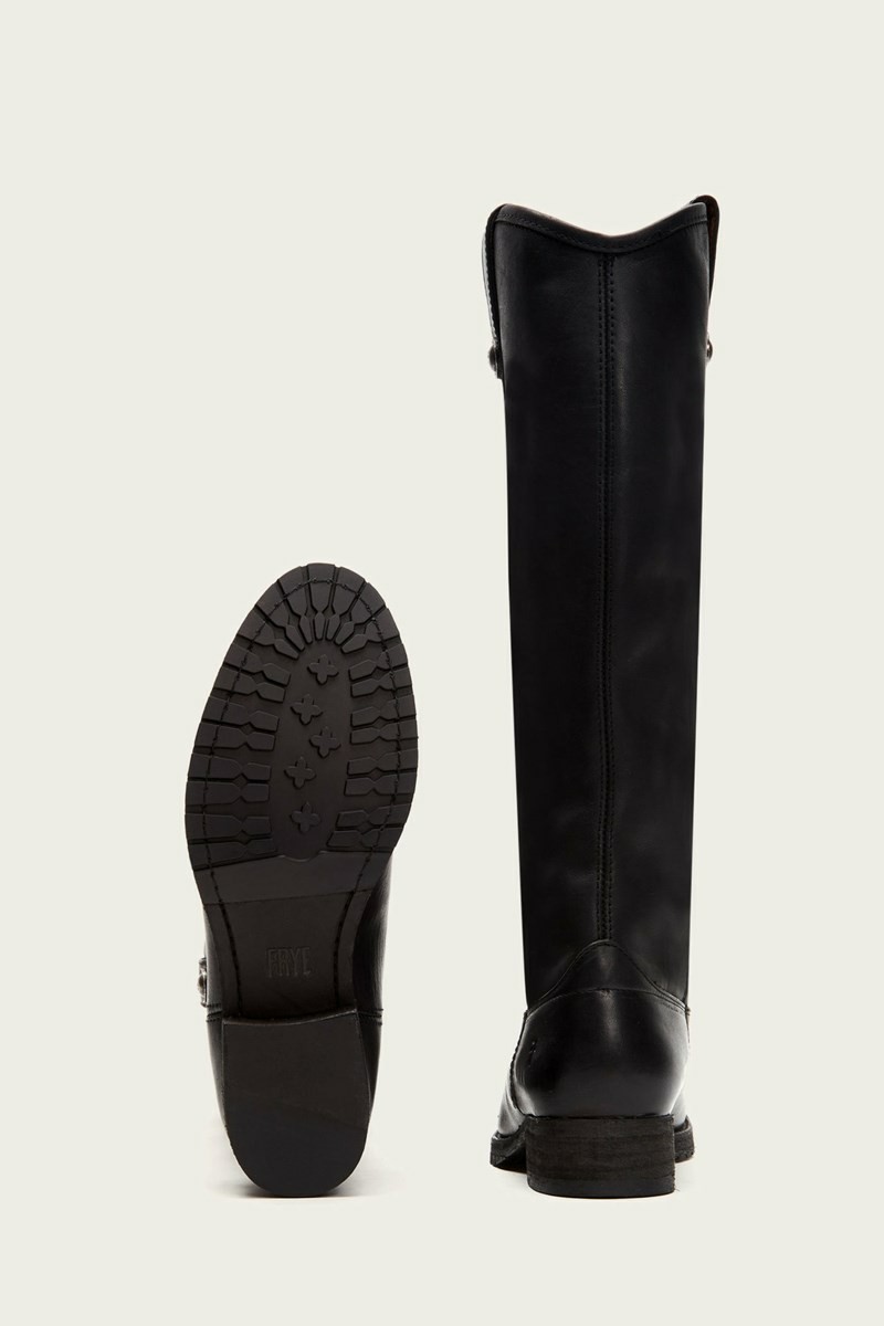 Black Frye Melissa Button Lug Tall Women Knee-high Boots | HMFJ56294