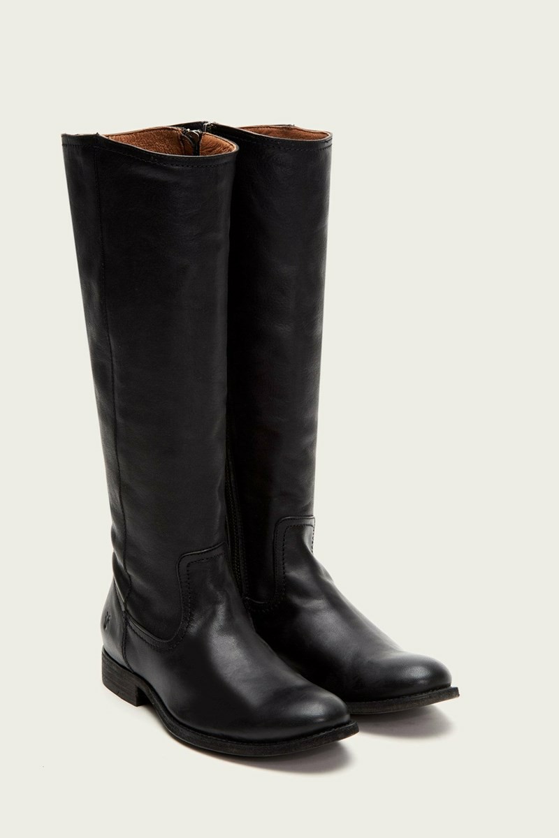 Black Frye Melissa Inside Zip Tall Women Wide Calf Boots | MXRZ20617