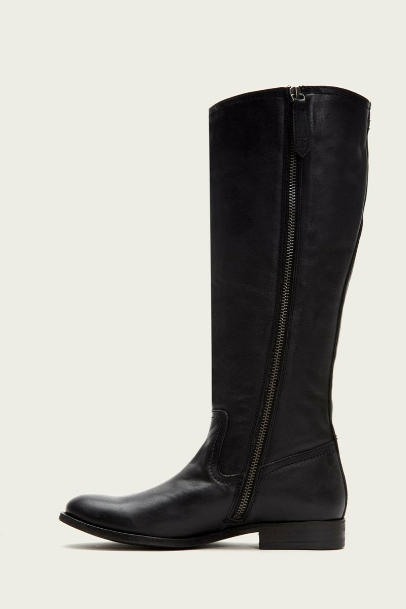 Black Frye Melissa Inside Zip Tall Women Wide Calf Boots | MXRZ20617