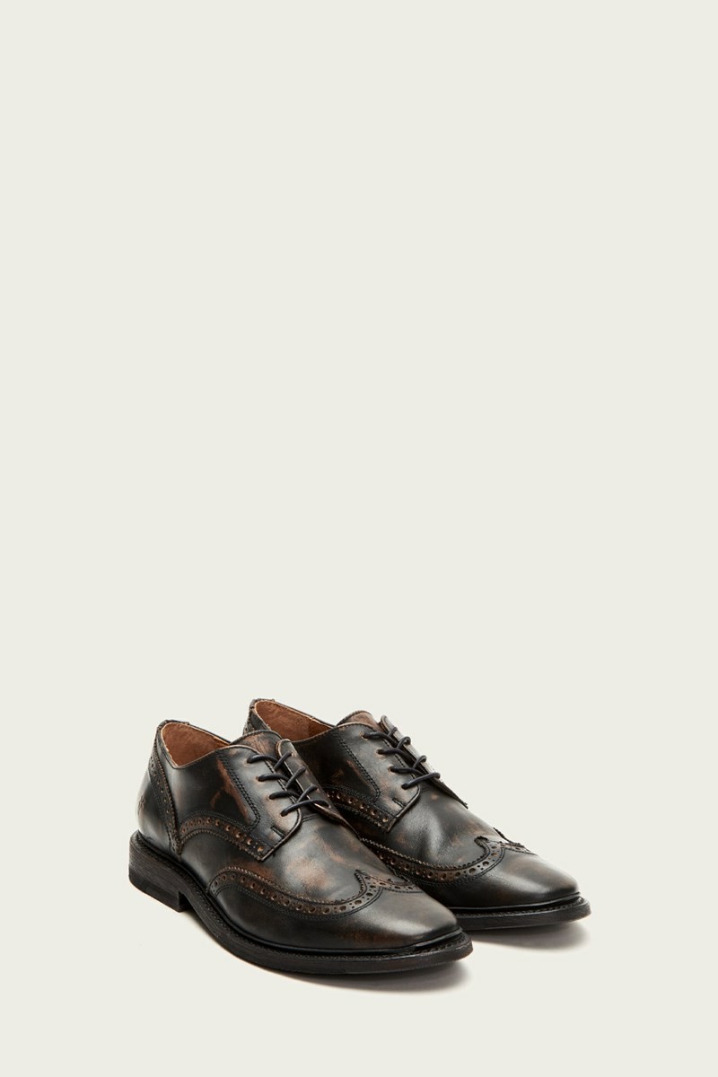 Black Frye Paul Wingtip Men Dress Shoes | ZWKM86423