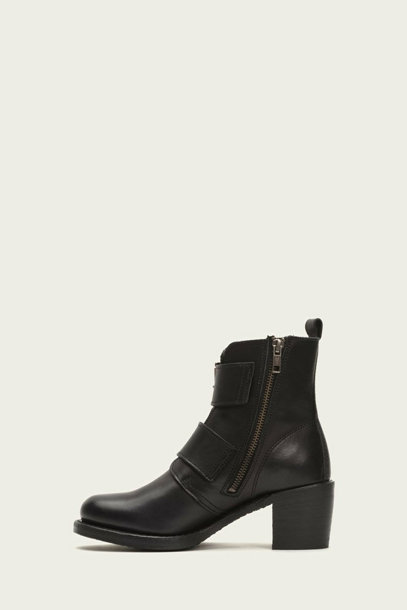 Black Frye Sabrina Double Buckle Women Ankle Boots | TXUP58473