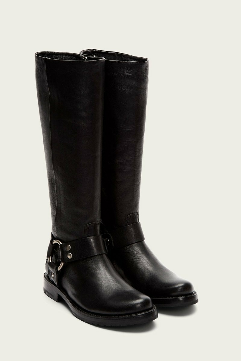 Black Frye Veronica Harness Tall Women Knee-high Boots | JWNQ32906