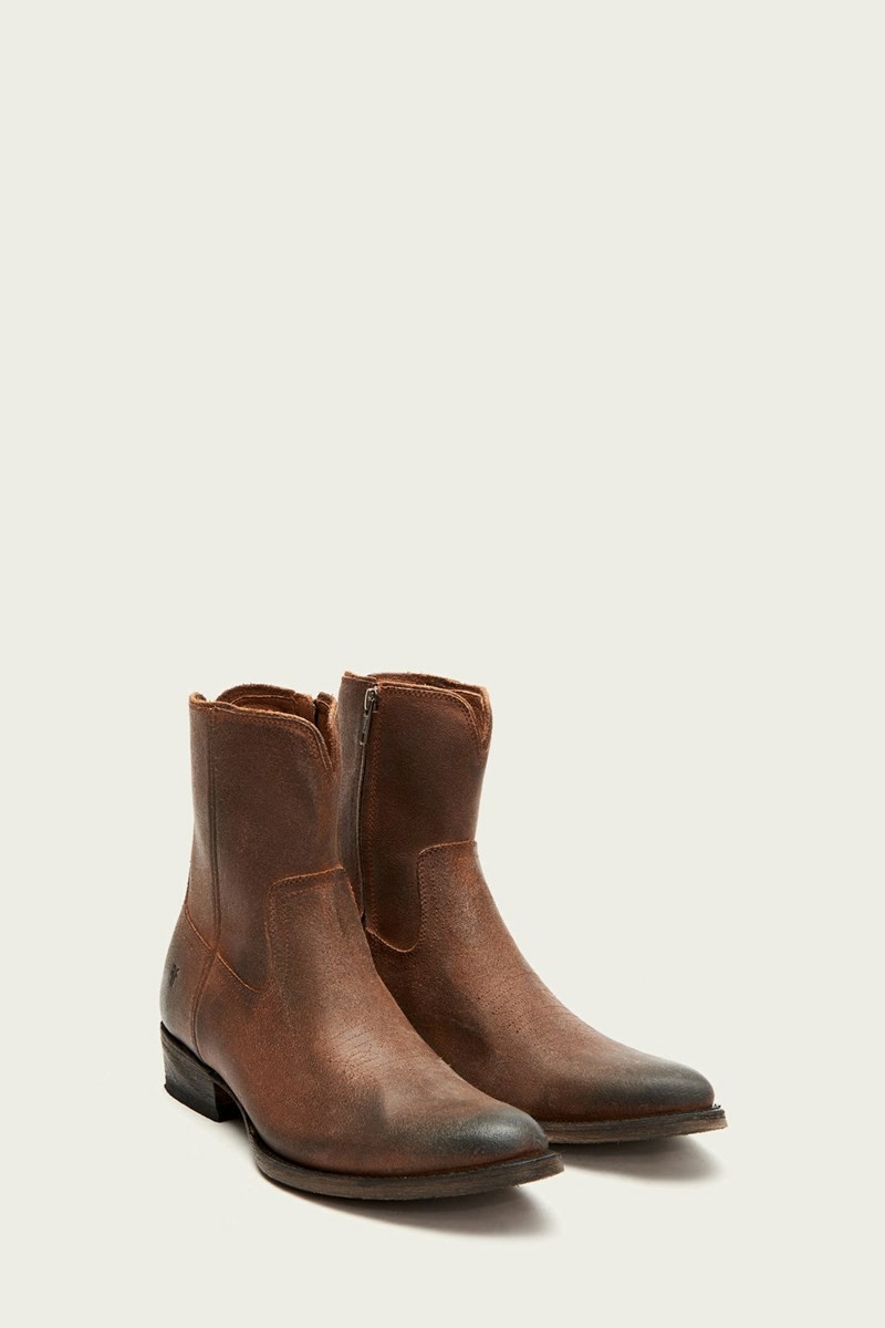 Brown Frye Austin Inside Zip Men Western Boots | OWJX69054