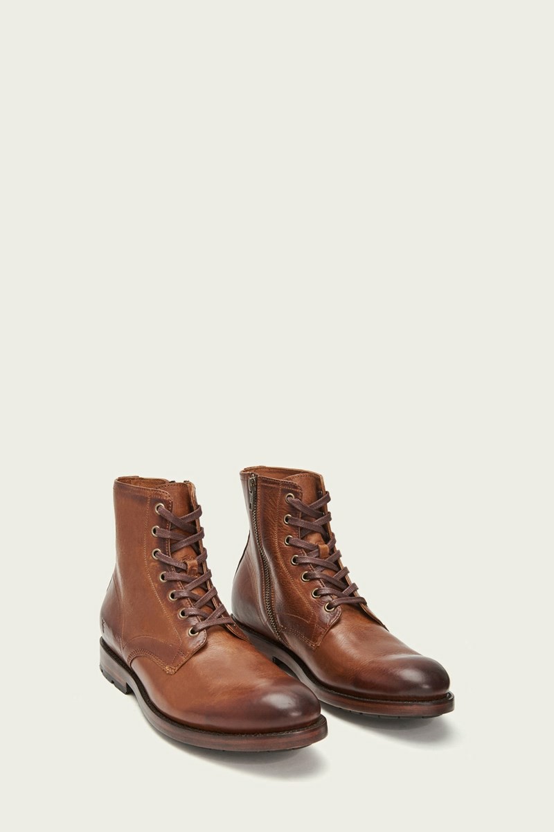 Brown Frye Bowery Men Lace Up Boots | AXCQ98536