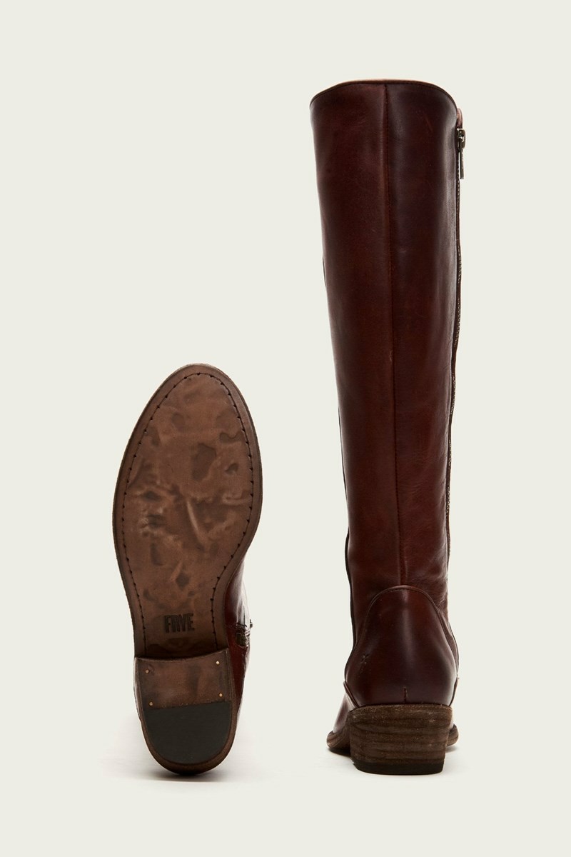 Brown Frye Carson Piping Tall Women Knee-high Boots | GVHB49657