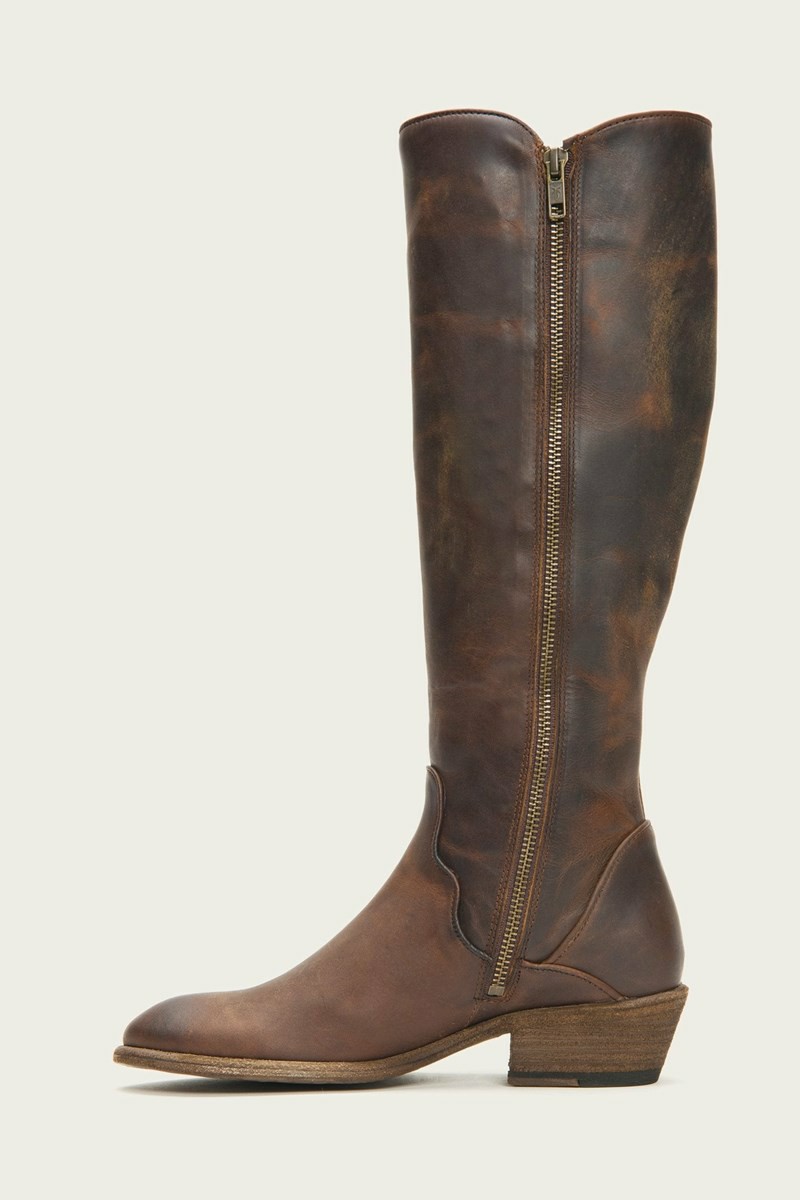 Brown Frye Carson Piping Tall Women Knee-high Boots | YDFB72843