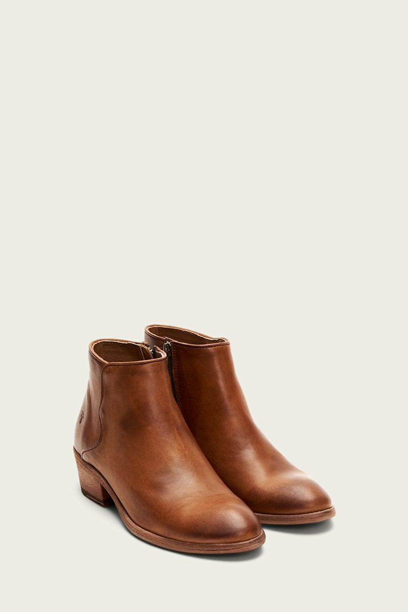 Brown Frye Carson Piping Women Booties | CWJS80174