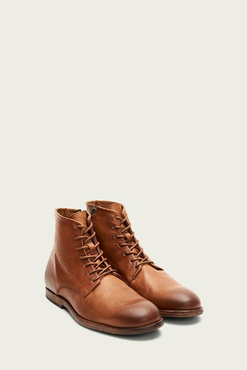 Brown Frye Chris Zip Men Lace Up Boots | VPEL60284