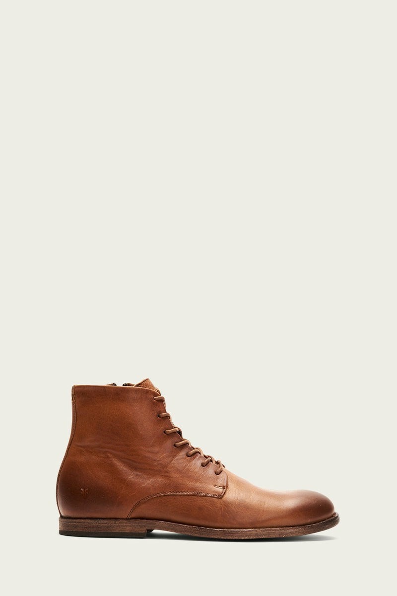 Brown Frye Chris Zip Men Lace Up Boots | VPEL60284