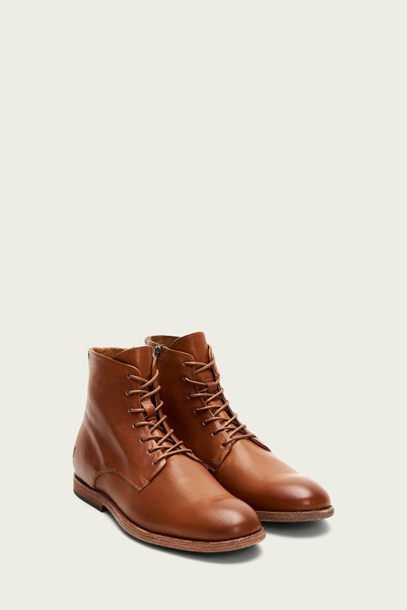 Brown Frye Chris Zip Men Lace Up Boots | DJIG36250