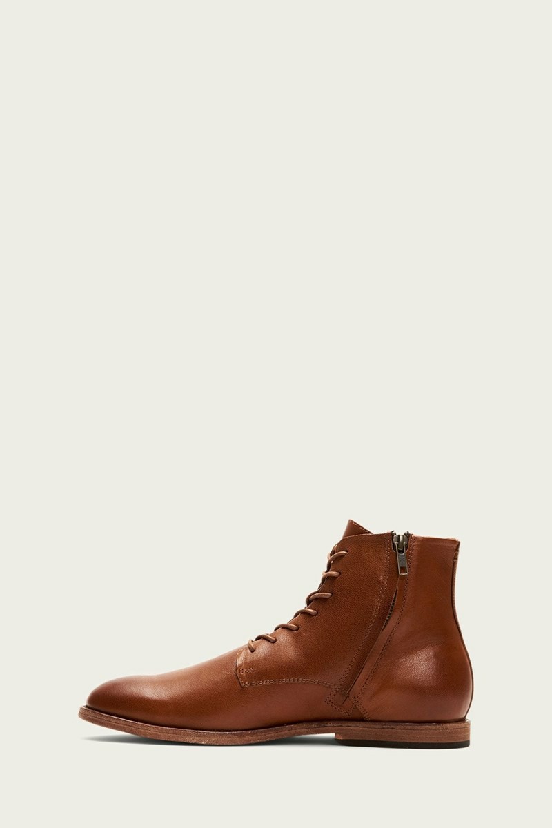 Brown Frye Chris Zip Men Lace Up Boots | DJIG36250