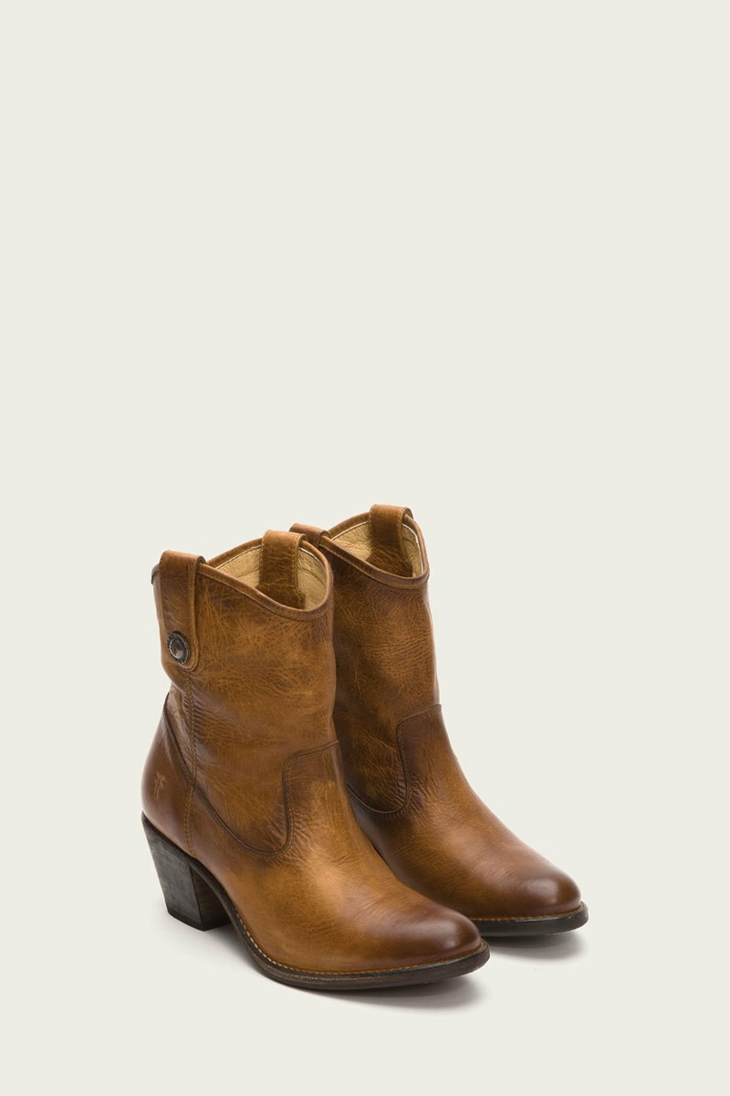 Brown Frye Jackie Button Short Women Ankle Boots | VJNO95146