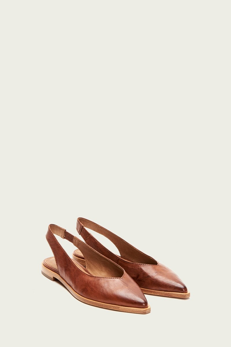 Brown Frye Kenzie Slingback Women Flats | ZVJR35721