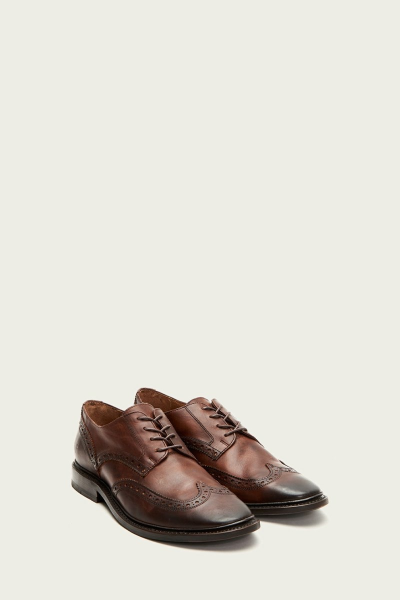 Brown Frye Paul Wingtip Men Dress Shoes | WZCN08741