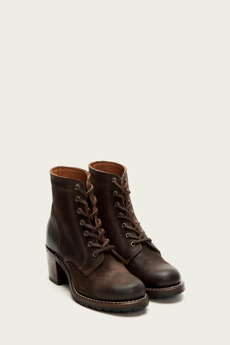 Brown Frye Sabrina 6G Lace Up Women Ankle Boots | OXCF74358