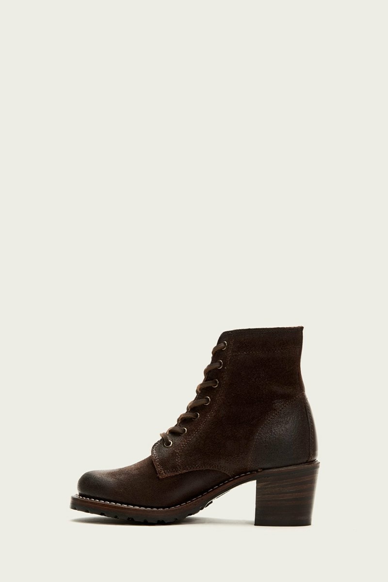 Brown Frye Sabrina 6G Lace Up Women Ankle Boots | OXCF74358