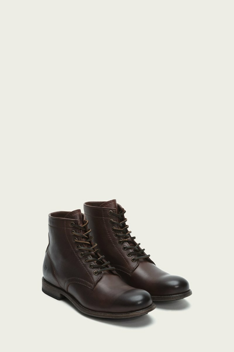 Brown Frye Tyler Men Lace Up Boots | ZXSG91748