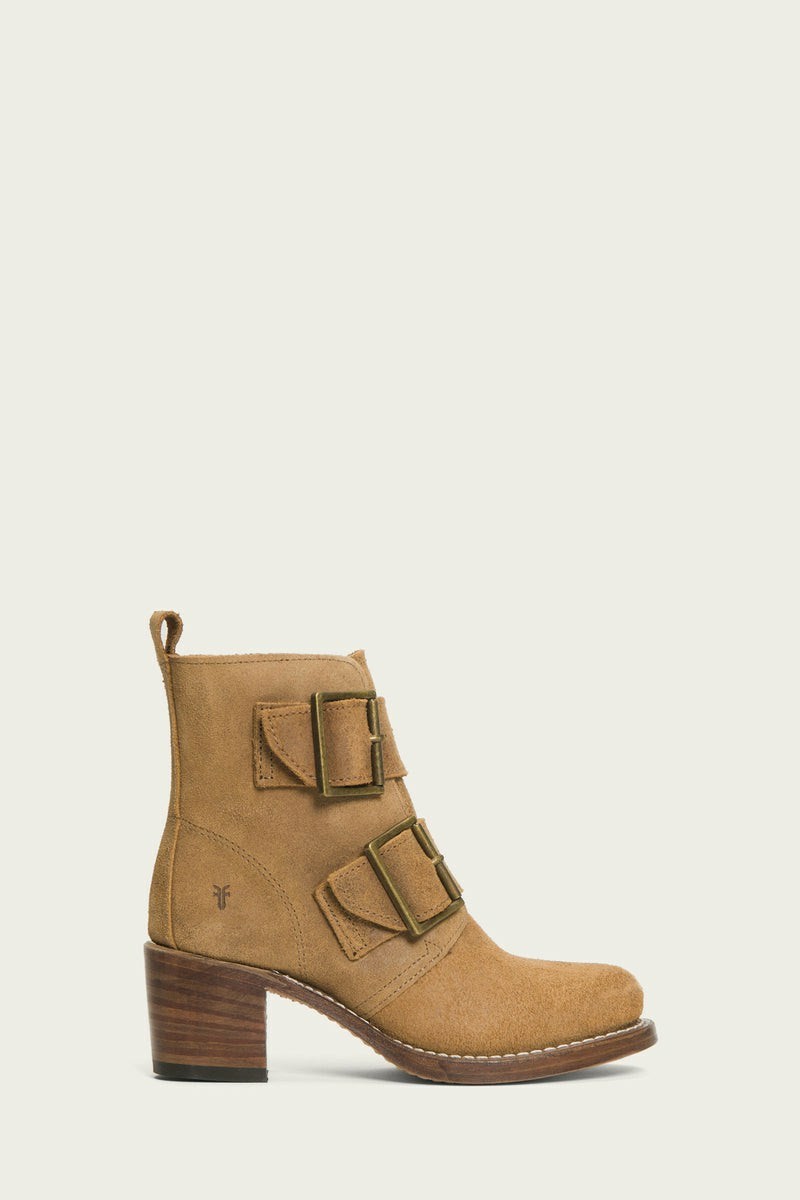 Khaki Frye Sabrina Double Buckle Women Ankle Boots | YTXI75931