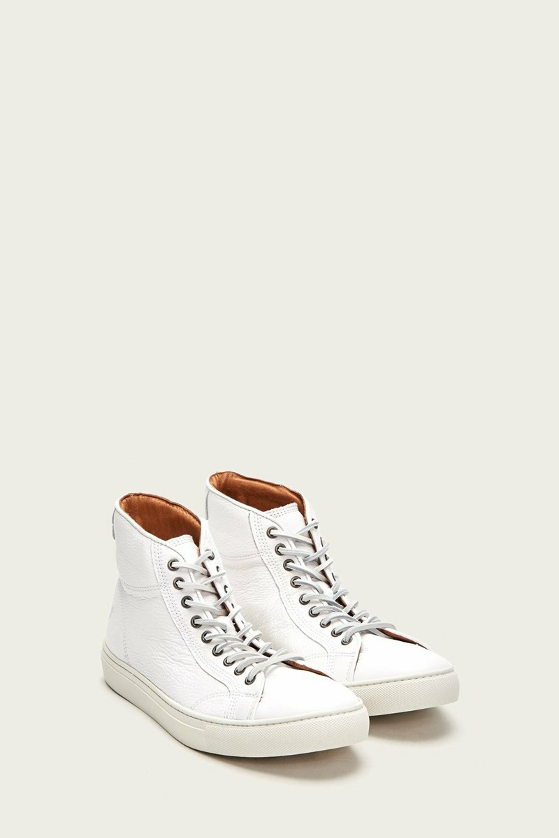 White Frye Walker Mid Lace Men Sneakers | OUEB13627