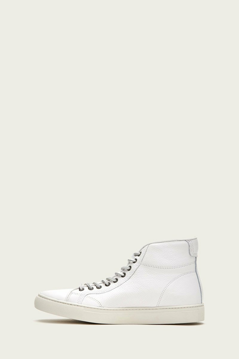 White Frye Walker Mid Lace Men Sneakers | OUEB13627